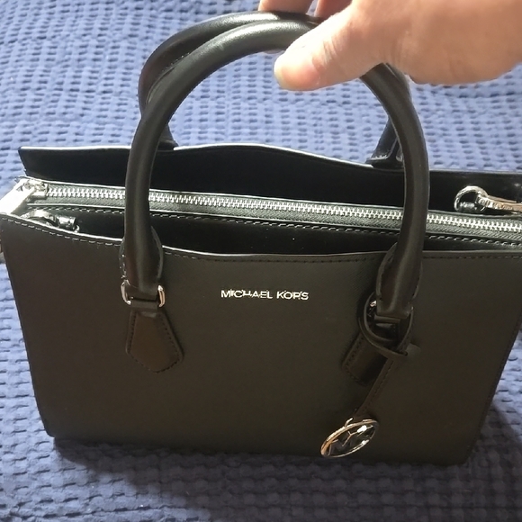 Michael Kors Black and Silver Satchel with Elegant Hardware - Picture 5 of 5